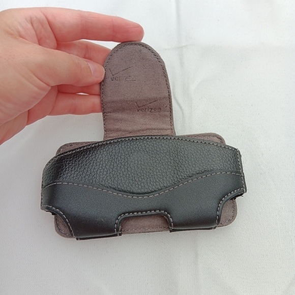 VTG Black Leather Cell Phone Case Cover Pouch Holster Swivel Belt Clip VERIZON - Picture 3 of 11